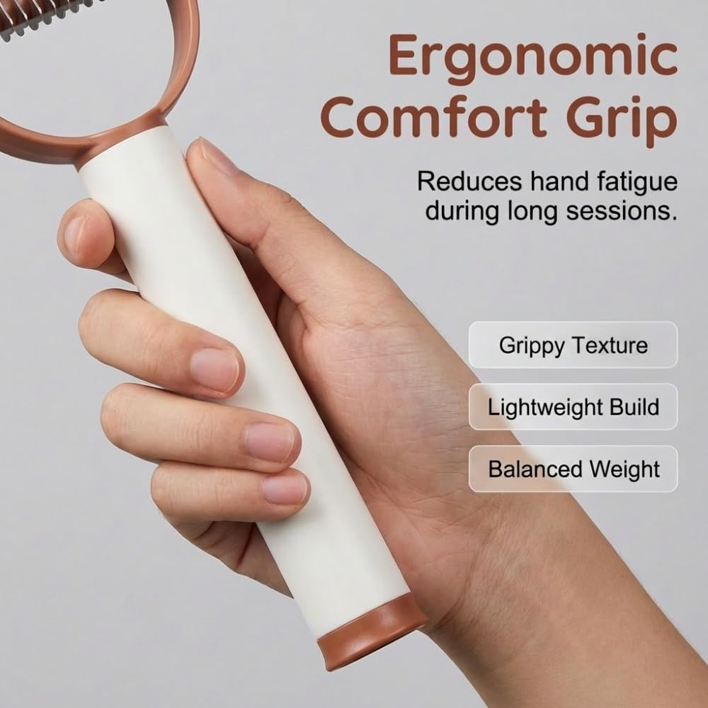 Double Sided Dematting Comb For Cats & Dogs, Undercoat Rake, Safe Deshedding Grooming Tool, Gentle Matt Remover Detangler For Long Thick Haired Pets, Ergonomic Pet Grooming Brush