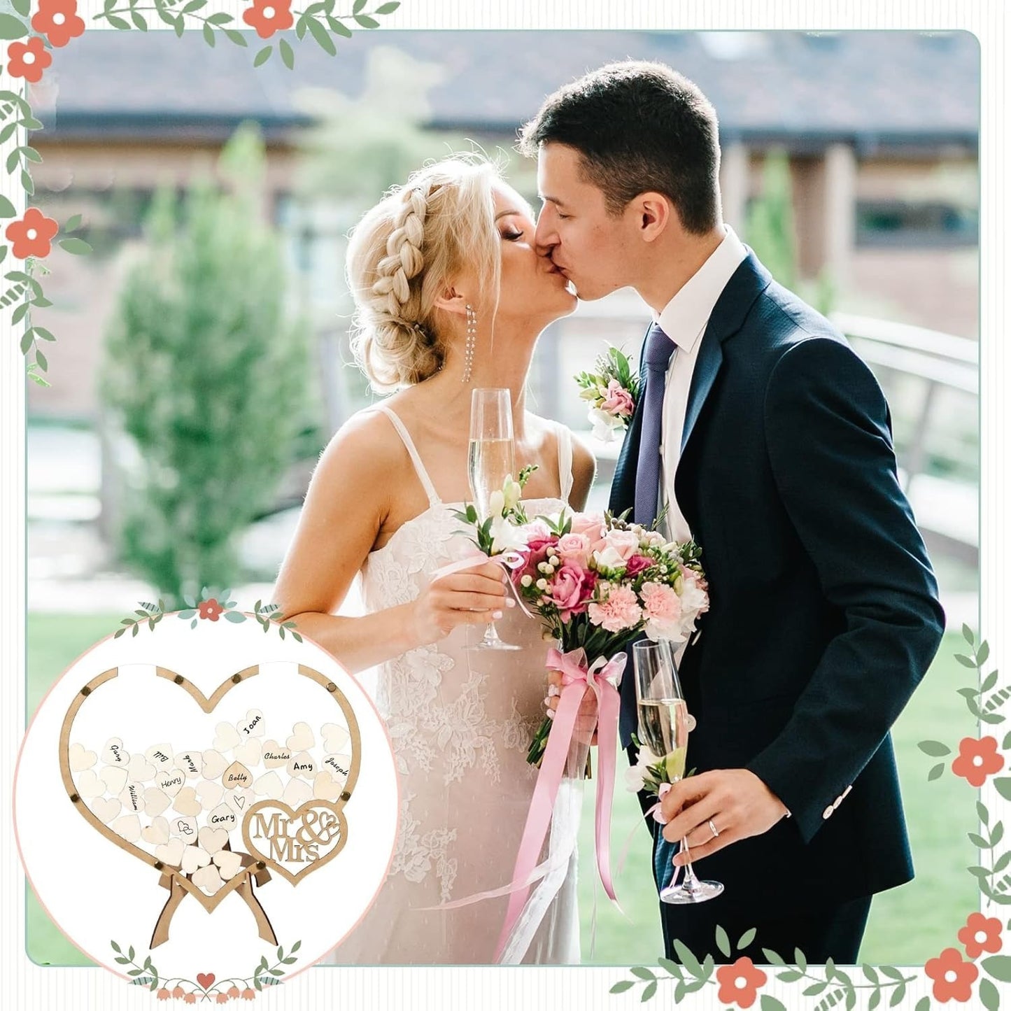 Set Of 4 Wedding Guest Books With MR & MRS Heart Design, Complete Keepsake Album Set For Congratulations & Photos, Stylish Guest Book Collection For Weddings—Wedding Guest Book