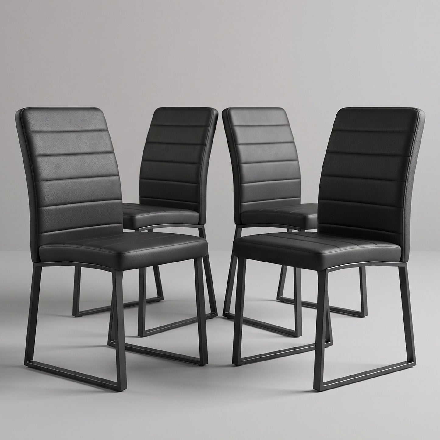4-Pack - Premium PU Office Dining Chairs With High-density Foam, Sturdy Iron Legs  Spray Paint , Multiple Colors. Easy Assembly