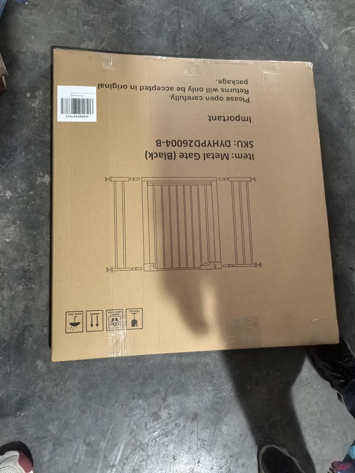 29.5-45.3" Wide Baby Gate with wall protector for Stairs, Dog Gate Indoor for Doorways, No Drilling Pressure Mounted Pet Gates for Kids, Easy Walk Through Safety Gate, Black