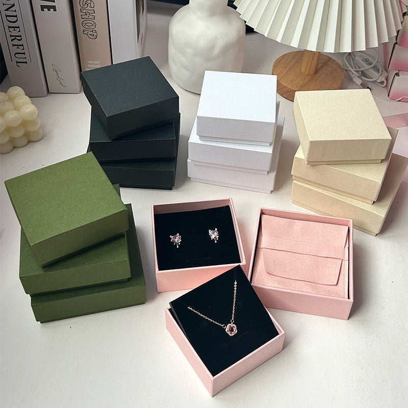 Solid Color Paper Jewelry Box - Tian Di Gai Gift Packaging for Necklaces Earrings Rings Bracelets