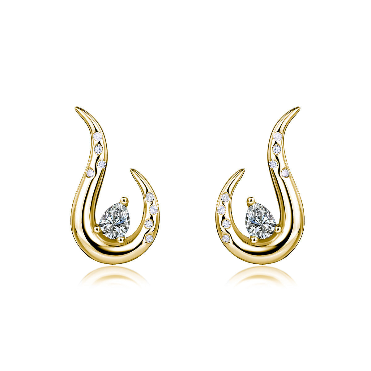 S925 Sterling Silver Wave Drop Earrings, 3x4mm Pear Cut D-VVS1 Moissanite, Platinum Plated Minimalist Studs With Elegant Gift Box