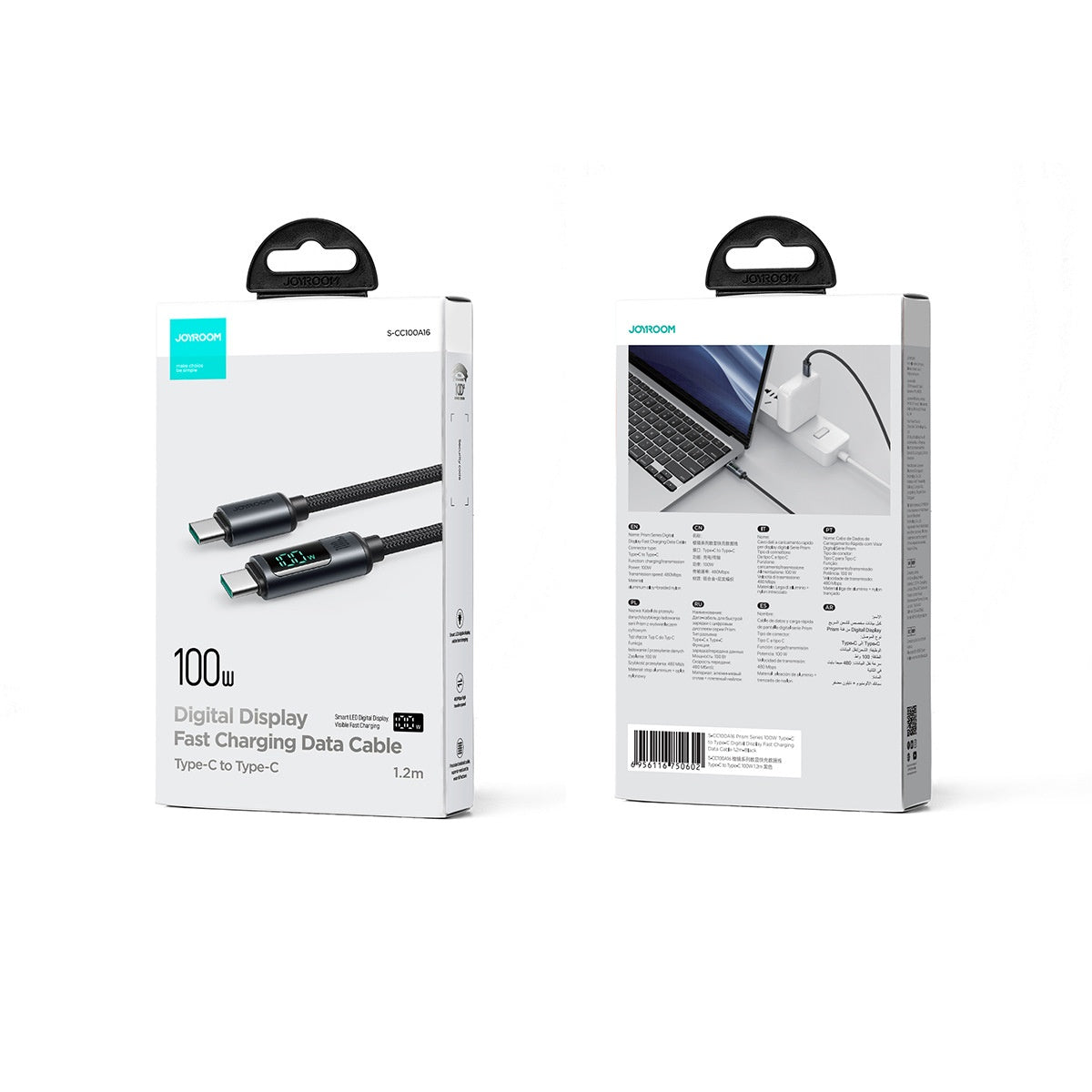 PD20 Charging 66W Charge Braiding Thread Aluminum Alloy Digital Display Fast Charge Data Cable