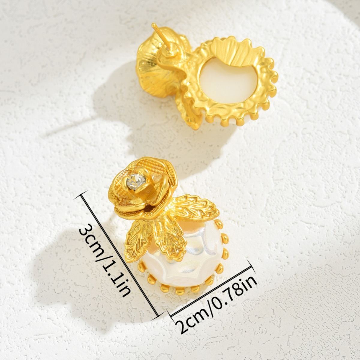 Ins Japanese Korean Elegant Camellia Rose Floral Stud Earrings, Niche Petal Shape Design Inlaid Cubic Zirconia, Premium Texture Trendy Daily Ear Jewelry For Ladies