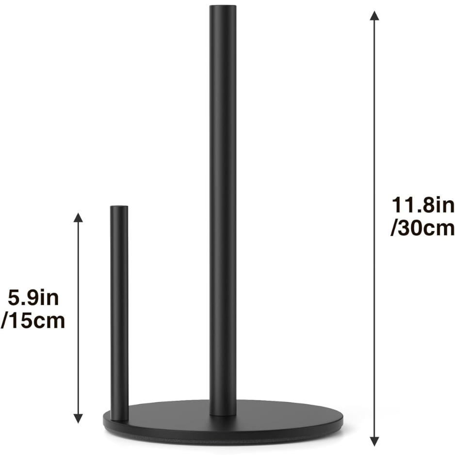 Premium Black Stainless Steel Countertop Paper Towel Holder With Weighted Base