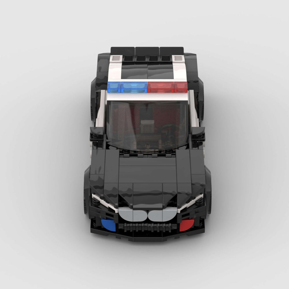 318PCS Police Sports Car Building Blocks, Black & White Cop Vehicle Toy With Light Bar Kit For Kids And Adults,Collectible Police Car Gift