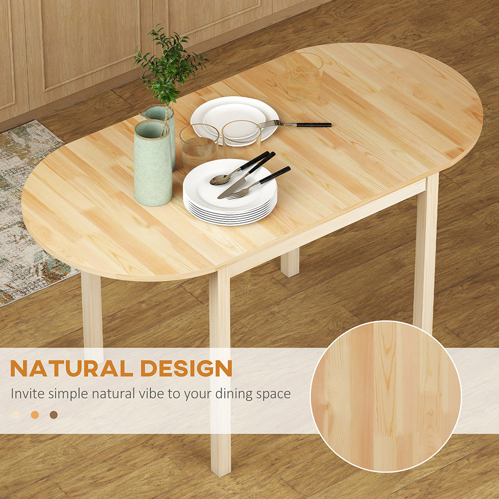 PineWood Kitchen Table, Drop Leaf Tables For Small Spaces Non-slip Foot Pads For Kitchen Dining Room