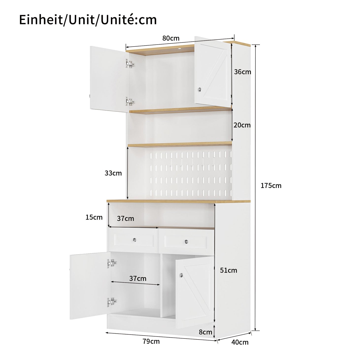 Stylish White Dining Room Sideboard With 2 Drawers And 4 Doors  Elegant Buffet For Kitchen, Dining Room & Living Room With Silver Handles And Generous Storage Space