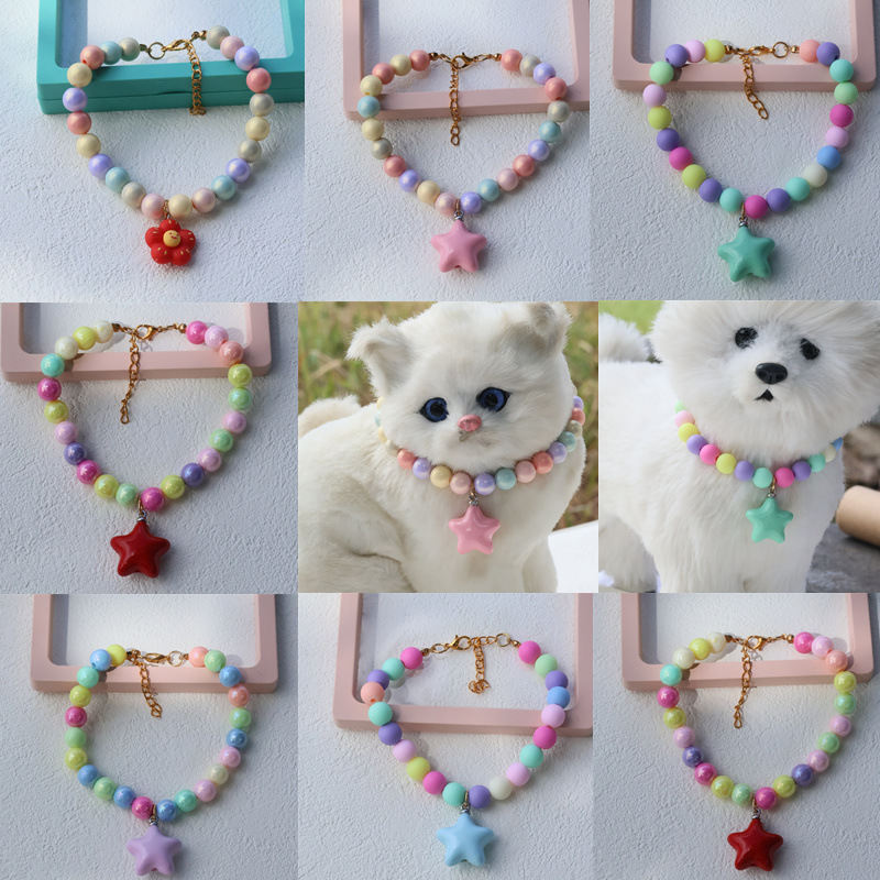 Fashionable Colored Beaded Pet Necklace