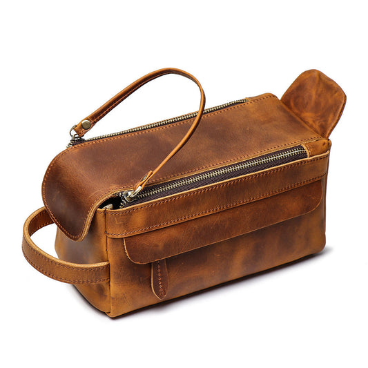 Retro-style Multi-functional Leather Tote Mens Makeup Bag