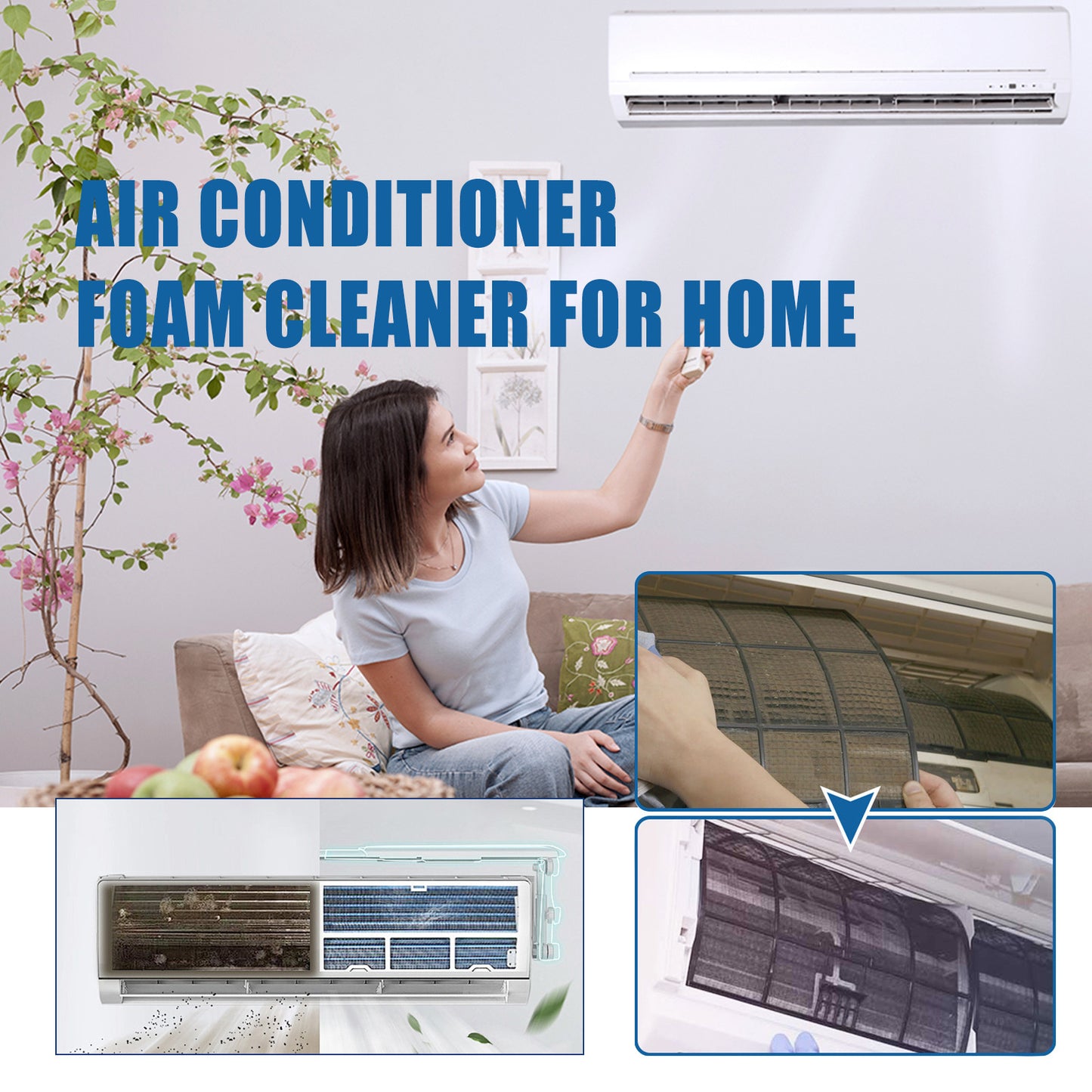 Jakehoe Cross-border Air Conditioner Foam Cleaner, Air Conditioner Purification, Stain Removal, Odor Removal, Indoor And Outdoor Unit Cleaning Spray