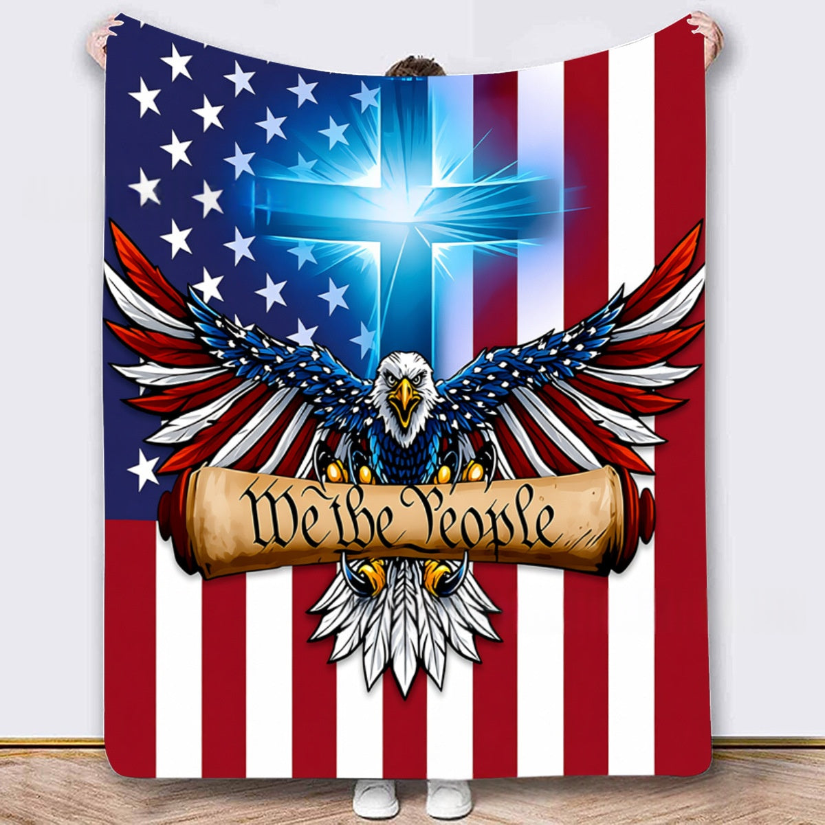 Independence Day Themed Flannel Thickened Warming Blanket For Home And Office