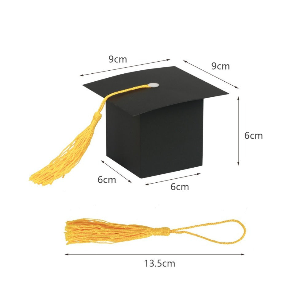 Graduation Cap Candy Boxes, Set Of 30 Graduation Candy Boxes Shaped Like Academic Caps, Gold & Black Party Gift Boxes For High School Graduation & Graduation Party Decorations