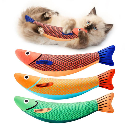 Cat Toys Saury Fish, 3 Pack, Catnip Crinkle Sound, Soft And Durable, Interactive Kitten Kicker For Indoor Kitty Exercise  For All Breeds