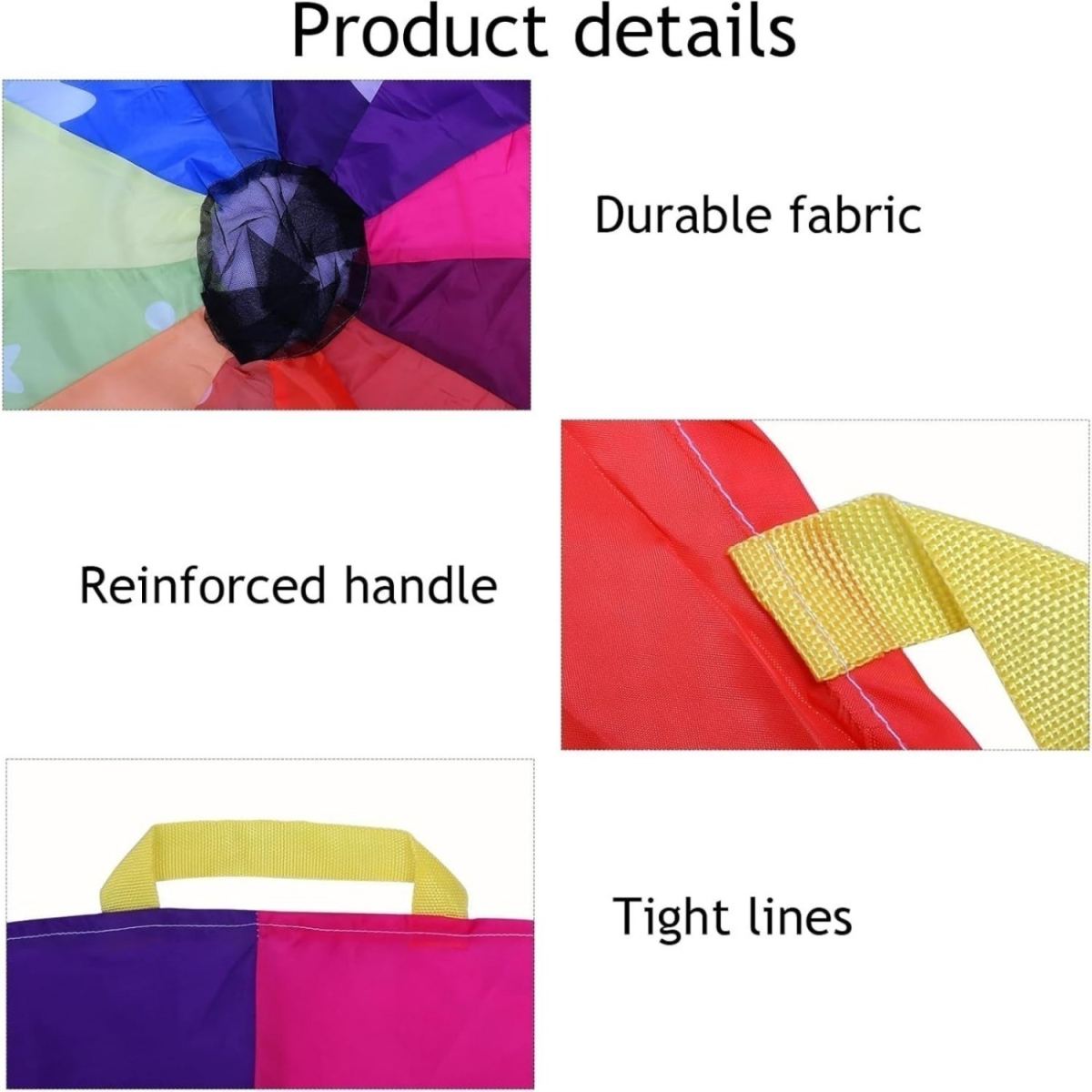 Rainbow Swing Towel, 2.4m Colorful Parachute With 12 Balls And 12 Handles—Parachute Game, Cooperative Movement Game, Sports Game, Outdoor Group Game For Gardens And Schools—Party Gift Packs