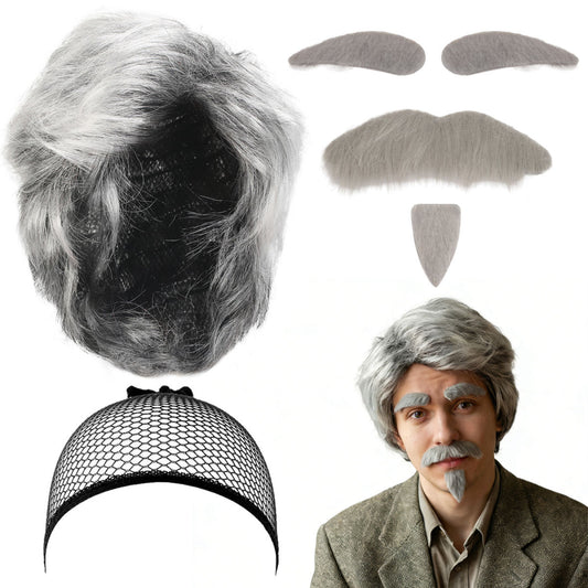 Grandpa Costume Set With Silver-Gray Wig & Beard | Theme Party Costumes—Original Party Gifts For Adults