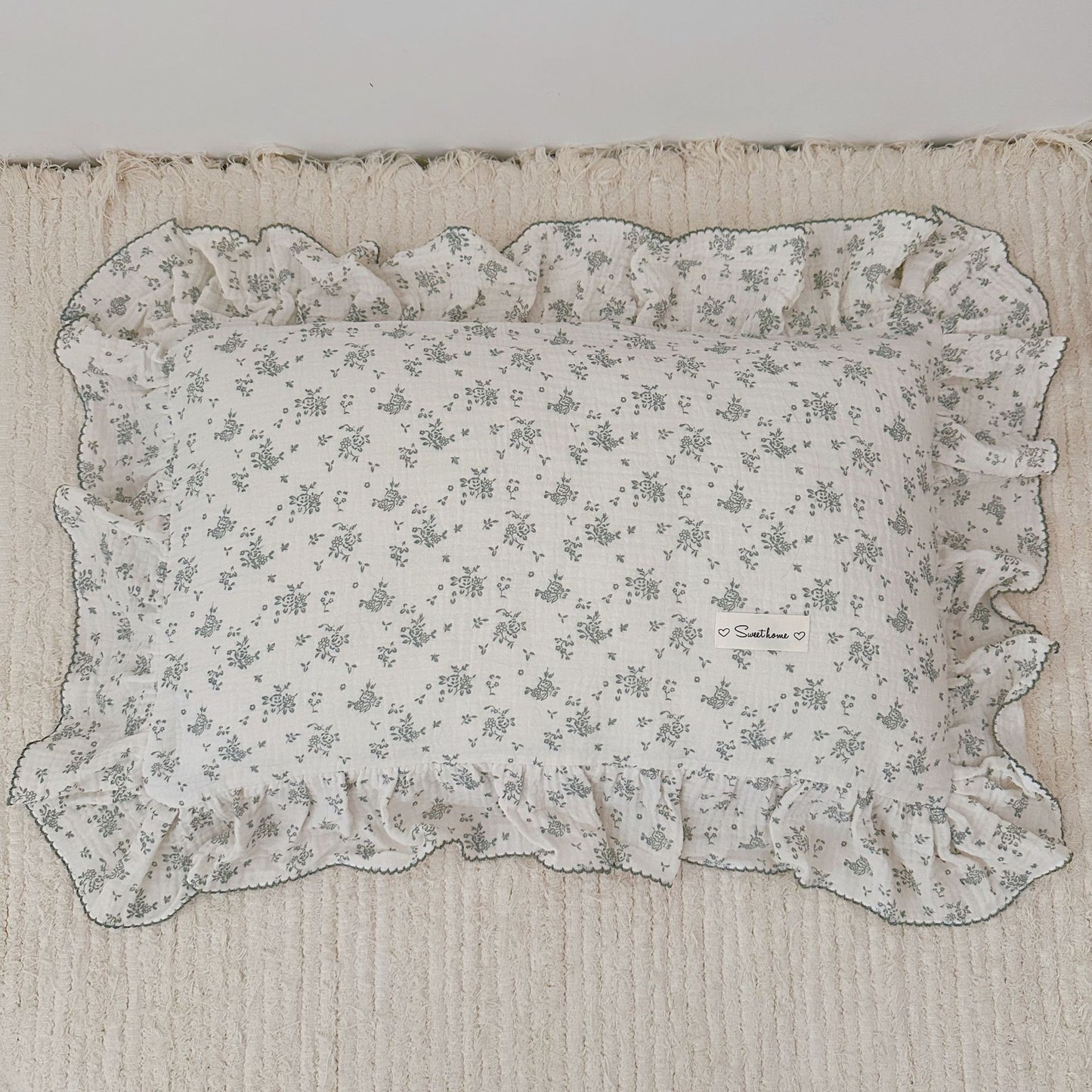Korean-style Floral Cotton Gauze Pillowcase