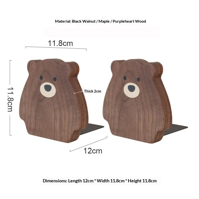 Small Bear Black Walnut Solid Wood Desk Stand