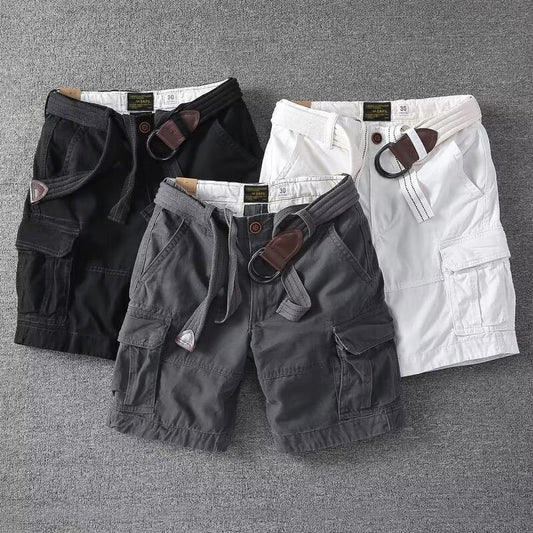 Mens Loose-fit Korean-style Trendy Mid-length Workwear Pants