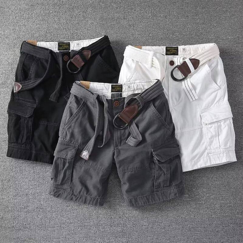 Mens Loose-fit Korean-style Trendy Mid-length Workwear Pants