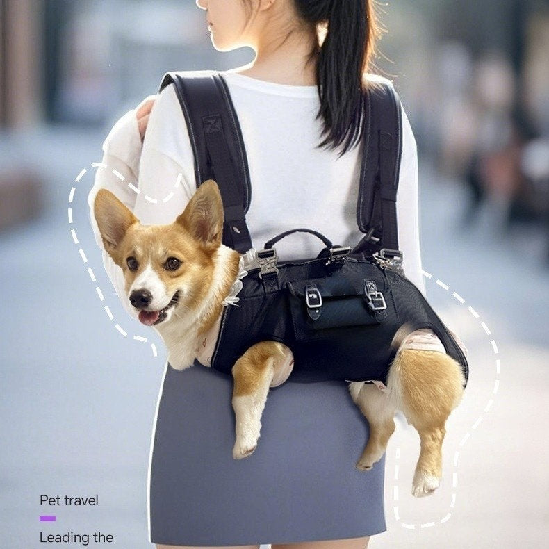 Shoulder- And Crossbody Pet Dog Backpack, Small Dog Leash Handbag