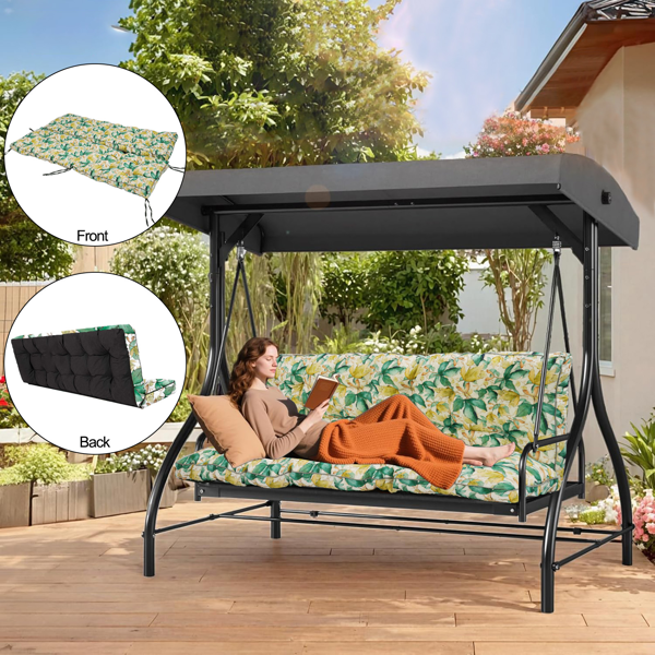 Outdoor Swing Cushions 63 Inch, Waterproof 4in Thick Porch Swing Cushion Replacement With Backrest And Ties, Comfortable 2-3 Seat Pation Swing Pad For Backyard, Garden, Lawn, Outdoor Furniture-clover