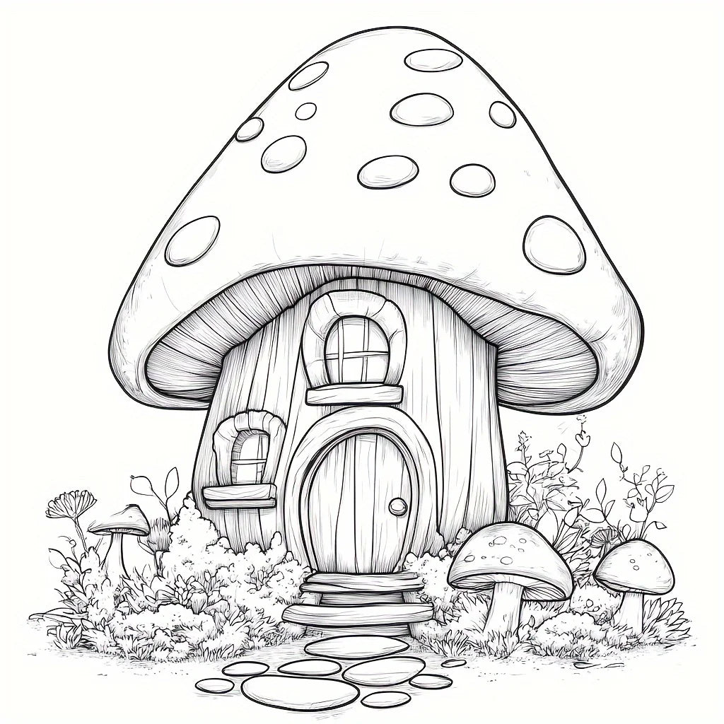 28 Pages Forest House Coloring Book Coloring Book For Adult Stress Reduction Colouring Book Valentine's Day Gifting, Birthday Party Gift, Drawing Supplies, Christmas Gift, Back To School Supplies