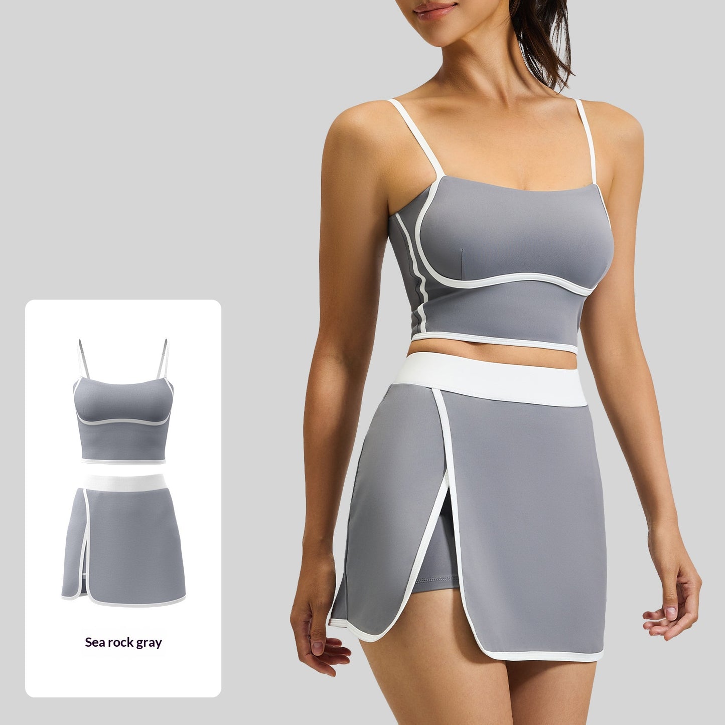Summer Linear Sports Outfit, Anti-Chafing Activewear For Outdoor Running, Fitness And Yoga