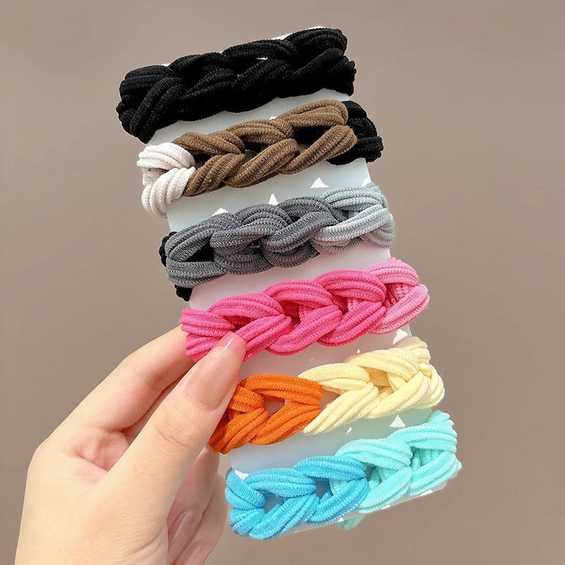 High Ponytail Hair Tie Colorful Braided