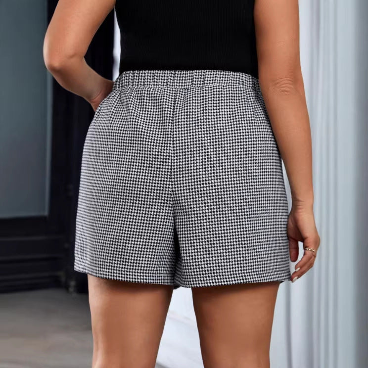 European And American Fashion Versatile Houndstooth Shorts