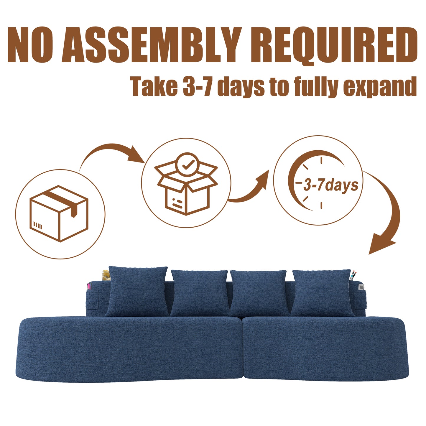 Modern Curved Sectional 3 Seat Minimalist Elegant Half Moon Sofa Compressed Modular Sectional Sofa For Living Room, Office, Apartment