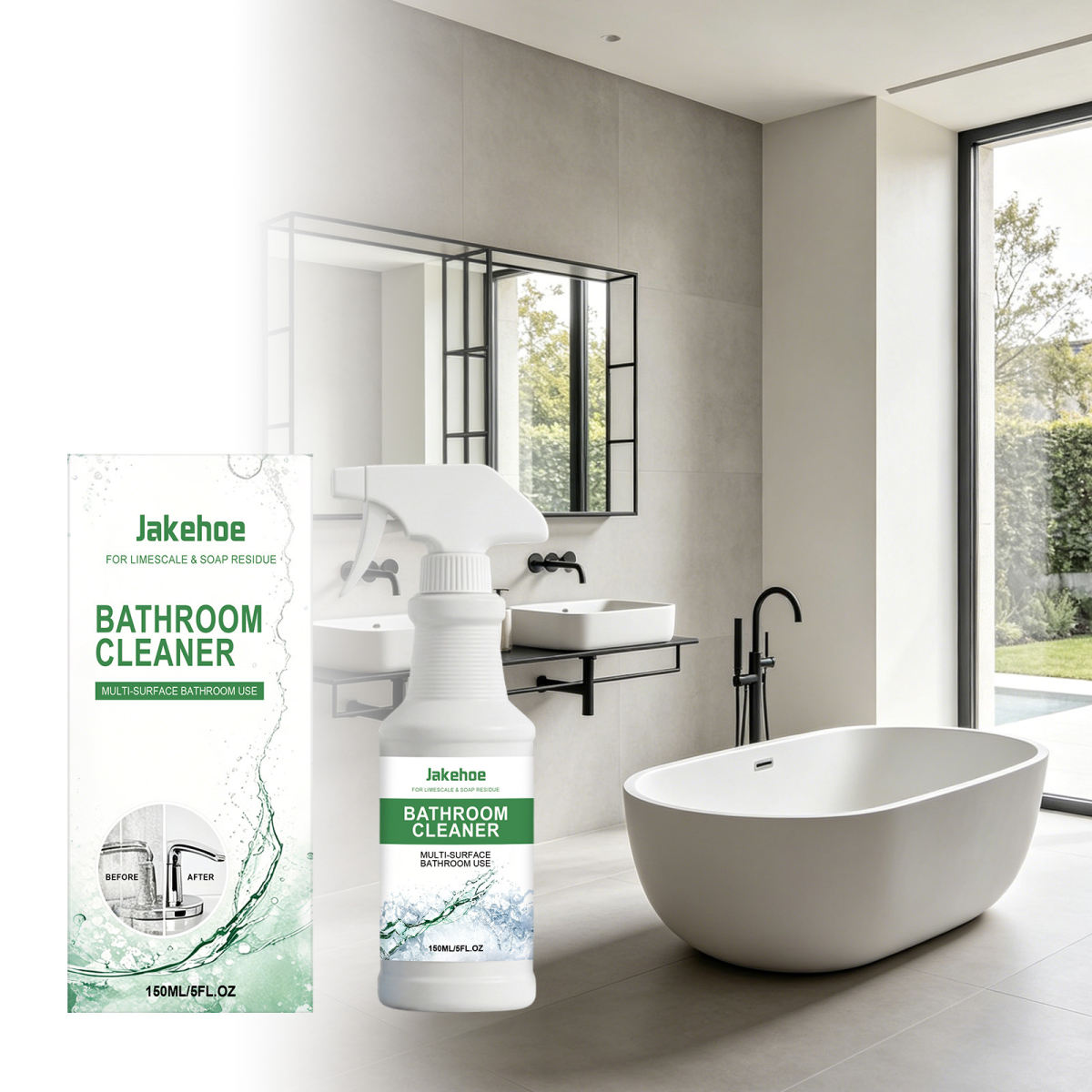 JAKEHOE Bathroom Cleaner - Home Use, Cleans Bathroom Floors And Tiles, Convenient Care For Stains And Scale.