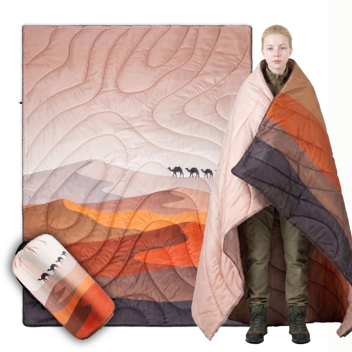Quilted Printed Outdoor Water-Resistant Windproof Camping Blanket