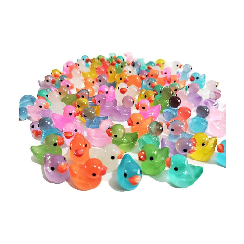 50 Pcs Mini Resin Ducks Luminous Tiny Ducks Miniature Duck Glow In The Dark For DIY Garden Dollhouse Duck Accessories Micro Landscape Aquarium Party Decor