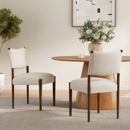 Modern Dining Chair,Kitchen Chair With Thick Seat Cushion And Solid Wood Legs, Dining Chairs For Home Bar Restaurant And Dining Room,Set Of 2,Walnut