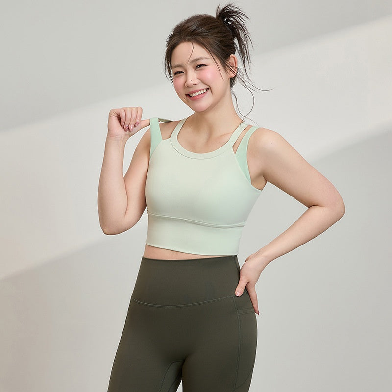 High Strength Double Width Strap Bra Running Shockproof Yoga Workout Beauty Back Vest