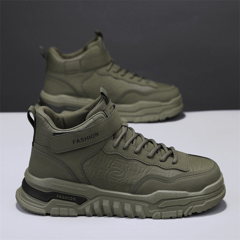 Men's New Spring Korean Style Work Sneakers, Light Comfort Thick Sole Non-slip Wear-resistant Safety Shoes