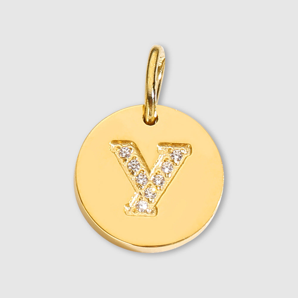 Diamond-Encrusted Jewelry Accessories Stainless Steel Letter Pendant