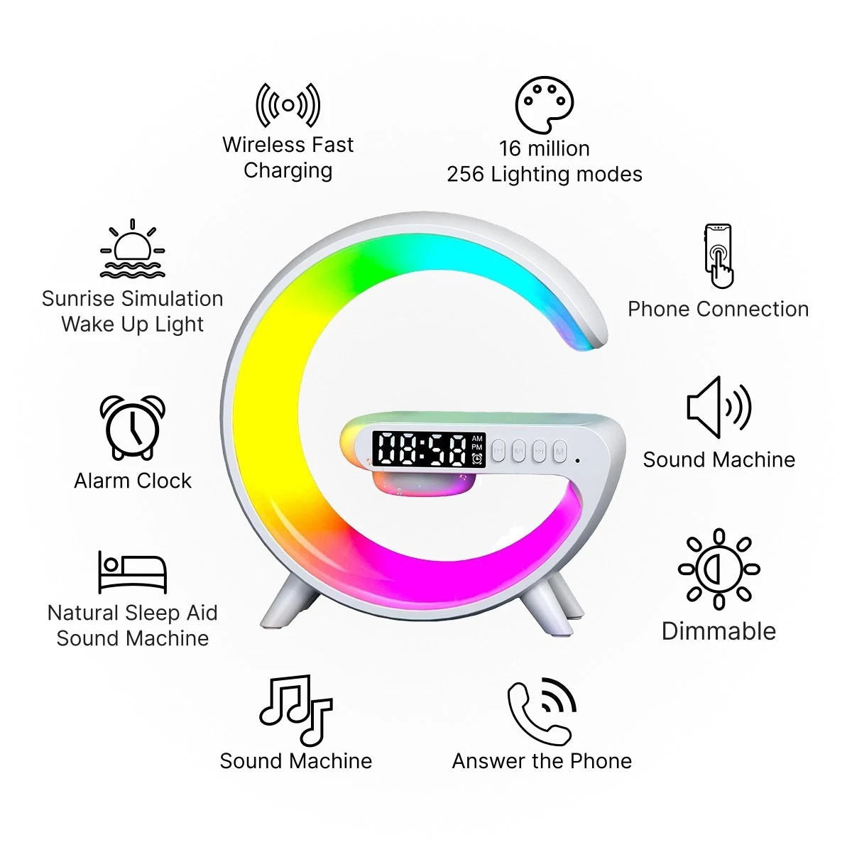 LED Smart G Lamp Intelligent Wireless Charger Bluetooth Speaker G Shape Lamp
