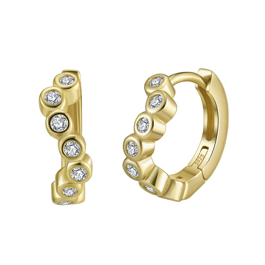 S925 Silver Accessories Advanced Simple Geometric Glossy Zircon Jewelry