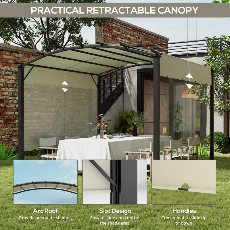 11' X 11' Outdoor Retractable Pergola Canopy For Backyard, BeigeMultiple Packages