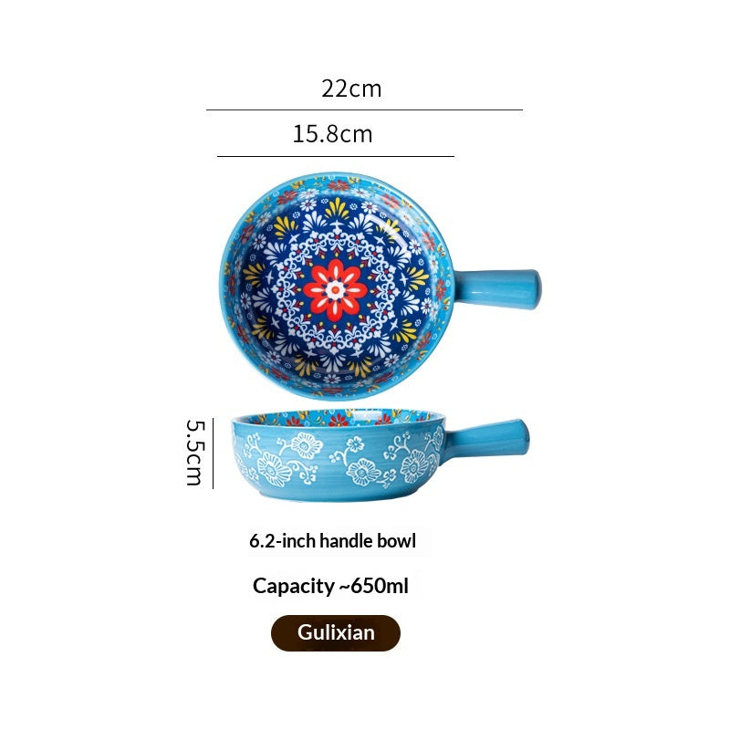 Bohemian Ceramic-handled Bowl Creative Design For Home Use