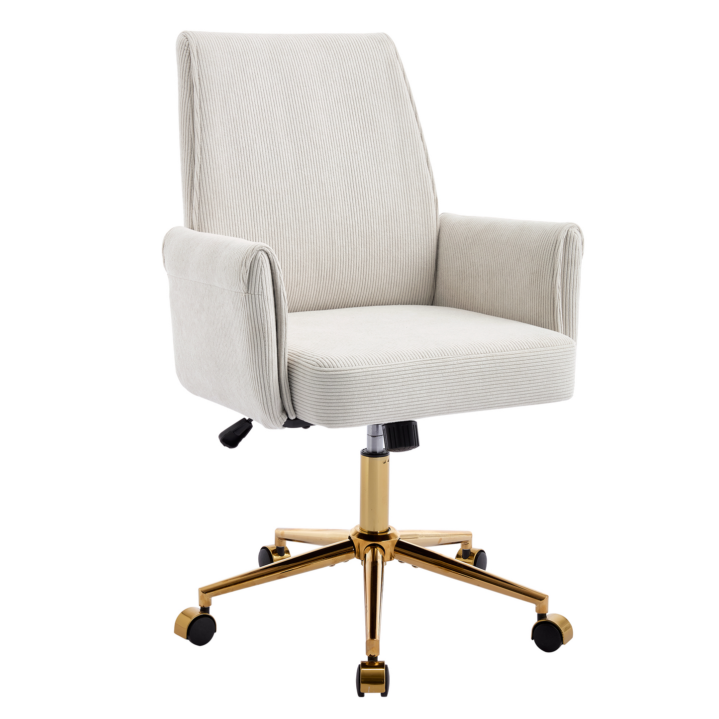 Mid-back Liftable Office Chair, Striped Fabric, And Ergonomically Designed, Is An Excellent Choice For Working, Studying Or Relaxing. The Mid-back Design Provides A Better Sitting Experience,White