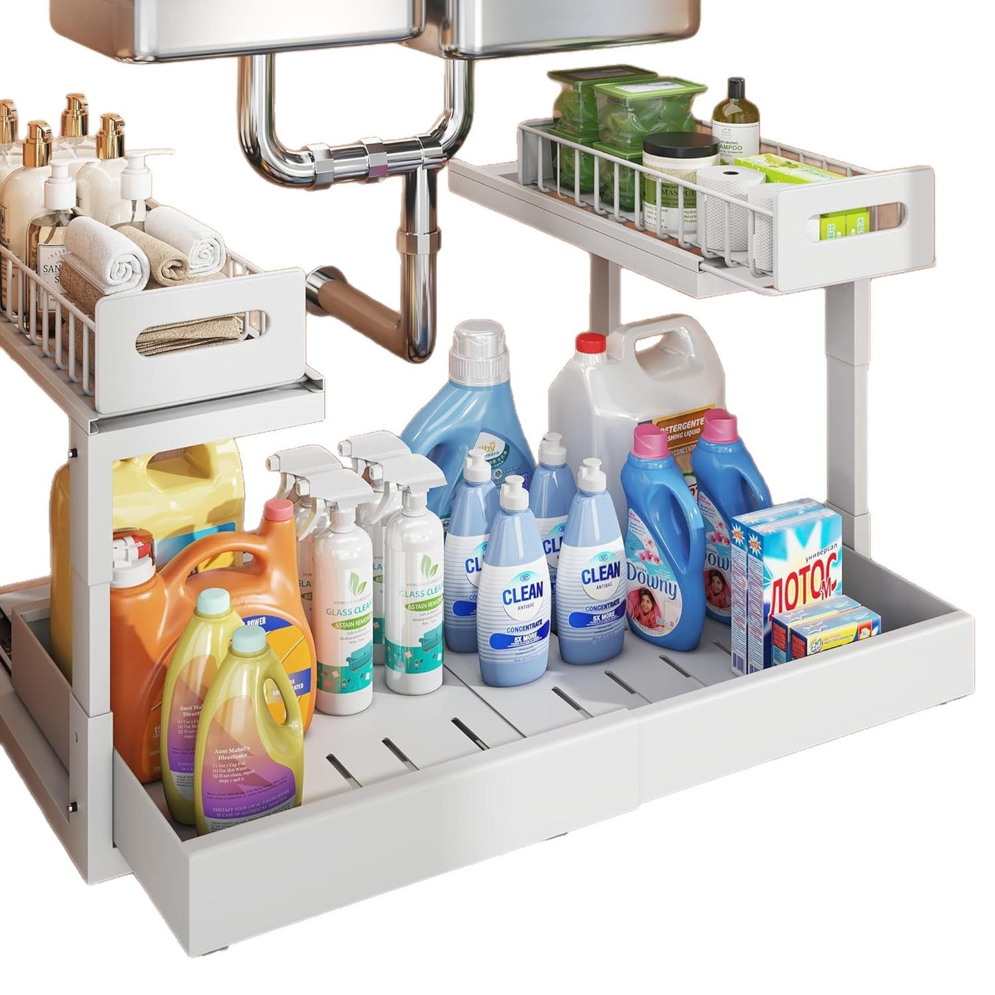 Under-sink Rack With Pull-out Tray Floor-standing And Adjustable Cabinet For The Kitchen