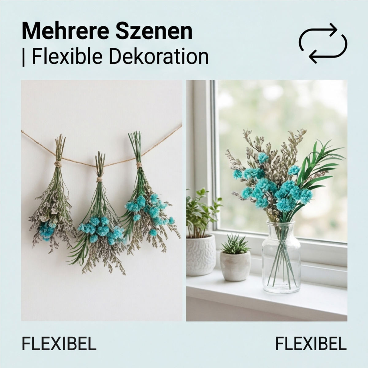 12 Pieces Mini Dry Flowers Set With Blue Flowers For Table Decoration DIY Party Accessories Set