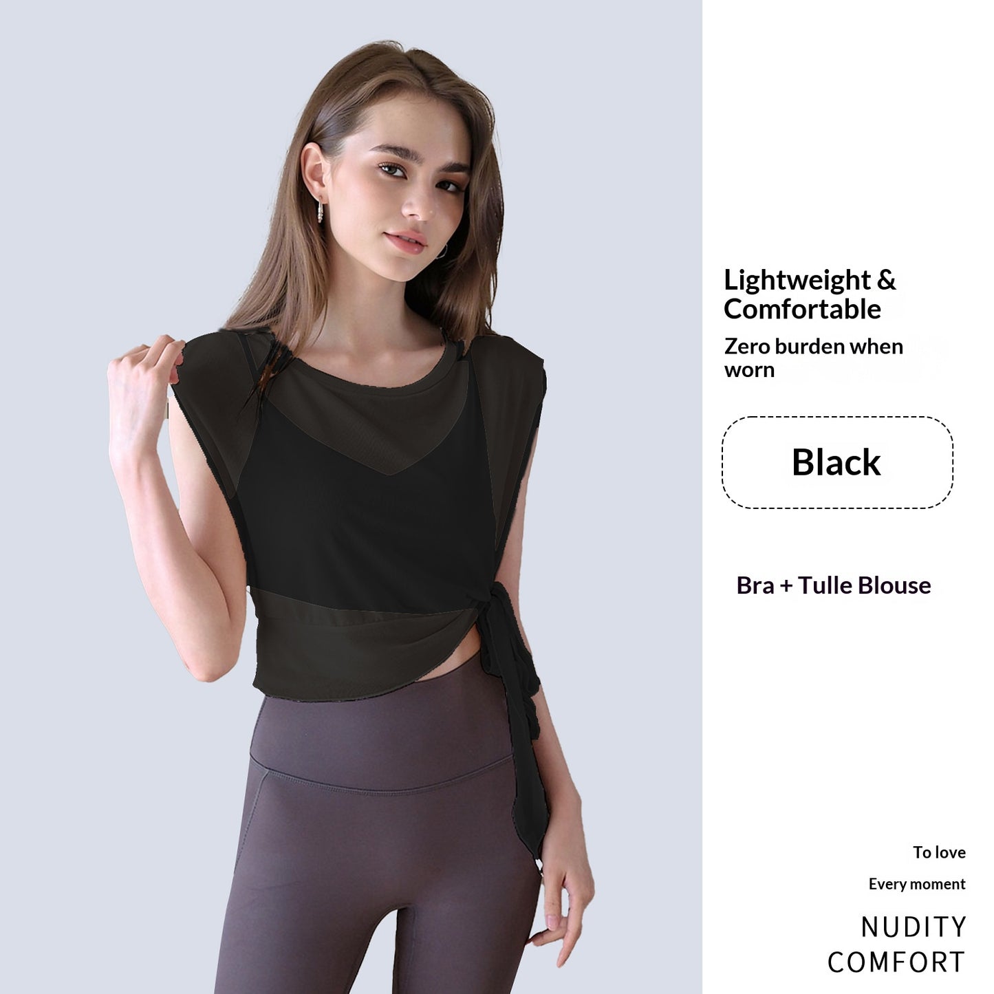 New Summer 2-Piece Yoga Outfit, Sports Short Sleeve Top With Built-in Bra Pads, Elegant Mesh Pilates Fitness Top