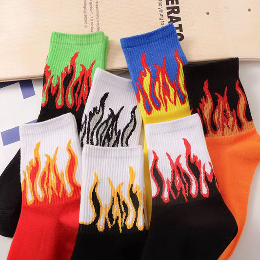 Best-selling Street-style Influencer Fashion Brand Flame-patterned Mid-calf Socks