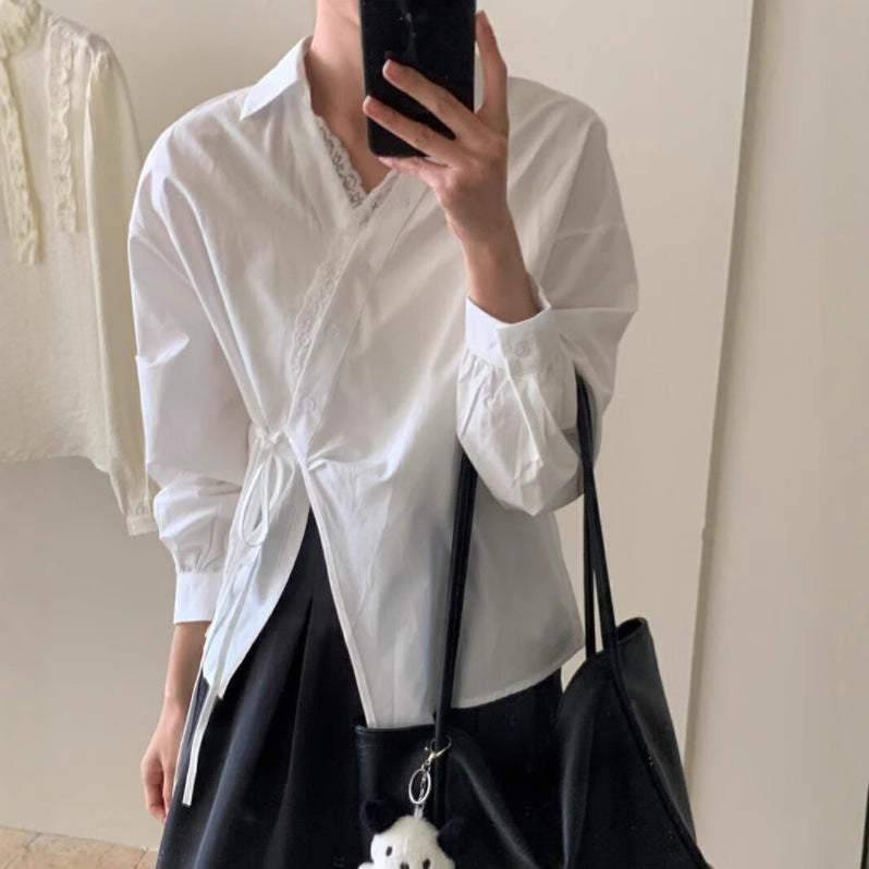 Women's Korean-style Designer Niche Side-tie Blouse