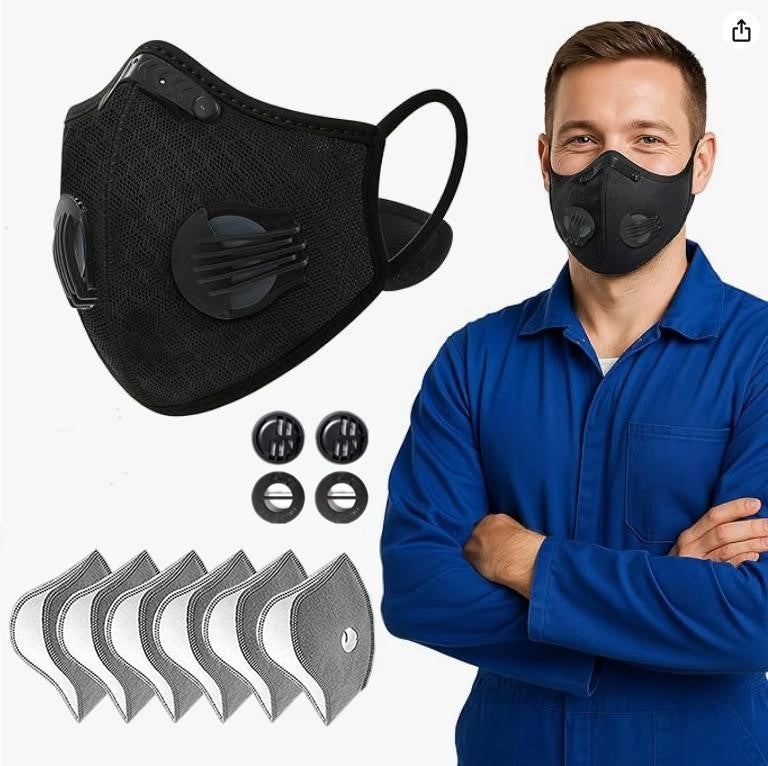 Sport Cycling Face Mask With Active Carbon Filter Breathing Valves Washable
