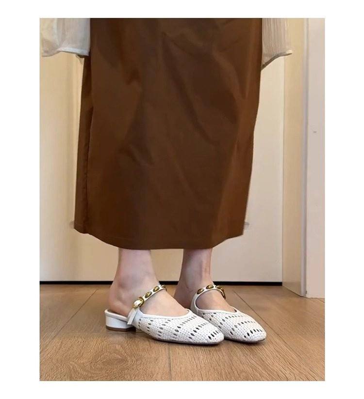 Chuyu Closed Toe Mules, Fashion Pointed Shallow Cut Slip-On Shoes, Anti-Slip Simple Versatile Outdoor Wear